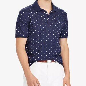 Polo Ralph Lauren Mens Classic Fit Blue White Polka Dot Polo Shirt Size L Cotton